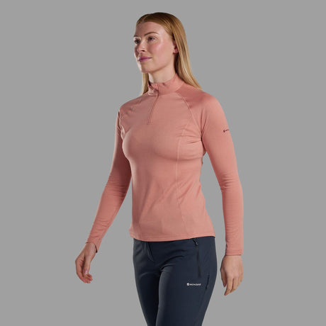Pink Clay Montane Women's Dart Zip Neck T-Shirt Front