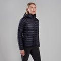 Eclipse Blue Montane Women's Anti-Freeze Hooded Down Jacket Model Front