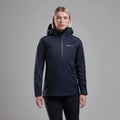 Eclipse Blue Montane Women's Cetus Lite Waterproof Jacket Model Front