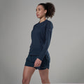 Eclipse Blue Montane Women's Dart Nano Long Sleeve T-Shirt Model 4