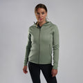 Pale Sage Montane Women's Fury Hooded Fleece Jacket Model Front