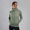 Pale Sage Montane Women's Fury Hooded Fleece Jacket Model 3