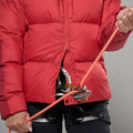 Adrenaline Red Montane Women's Glacium Hooded Down Jacket Model 3 FGLAHADR