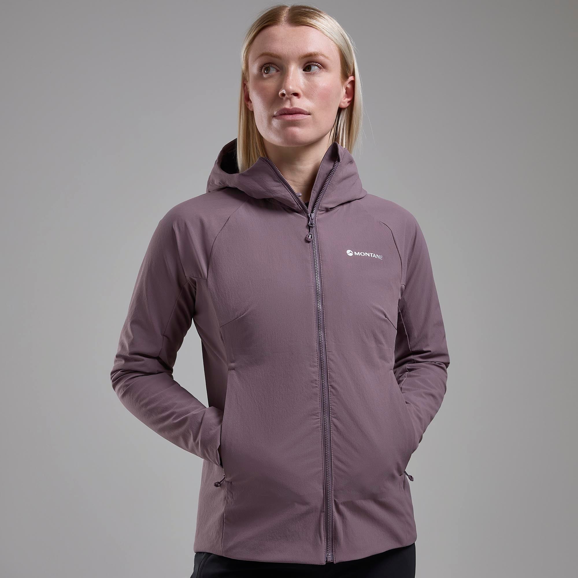 Moonscape Montane Women's Khamsin Hooded Softshell Jacket Model 3