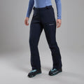 Eclipse Blue Montane Women's Nordes Softshell Pants Model Front