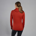 Saffron Red Montane Women's Protium Lite Hooded Fleece Jacket Model Back