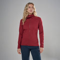 Dark Maple Montane Women's Protium Hooded Fleece Jacket Model Front FPRHODAM