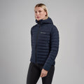 Eclipse Blue Montane Women's Resolve Hooded Down Jacket Model 1