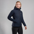 Eclipse Blue Montane Women's Resolve Hooded Down Jacket Model Front