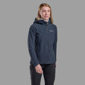 Eclipse Blue Montane Women's Tenacity Hooded Softshell Jacket Model Front