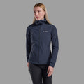 Eclipse Blue Montane Women's Tenacity Nano Hooded Softshell Jacket Model Front