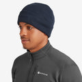 Mens Eclipse Blue Embroidered Beanie Model Left