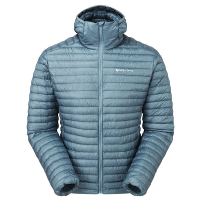 Stone Blue Montane Men's Alpine 850 Nano Hooded Down Jacket Front