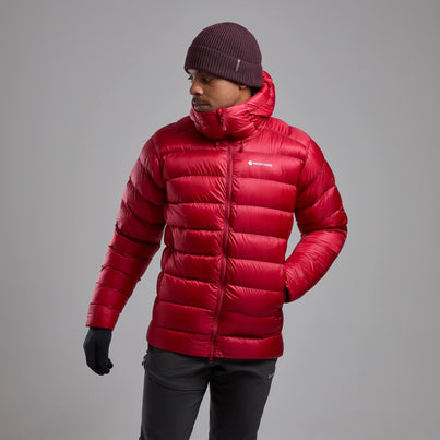 Acer Red Montane Men's Anti-Freeze XT Hooded Down Jacket Front