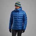 Neptune Blue Montane Men's Anti-Freeze XT Hooded Down Jacket Model Front