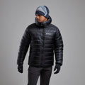 Black Montane Men's Alpine 850 Hooded Down Jacket Model Front