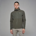 Moss Montane Men's Dura XT Hooded Fleece Jacket Model Front MDXTHMOS