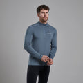 Stone Blue Montane Men's Dart XT Thermal Zip Neck Long Sleeved Top Model Front