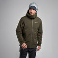 Oak Green Montane Men's Fireball XT Hooded Insulated Jacket Model Front