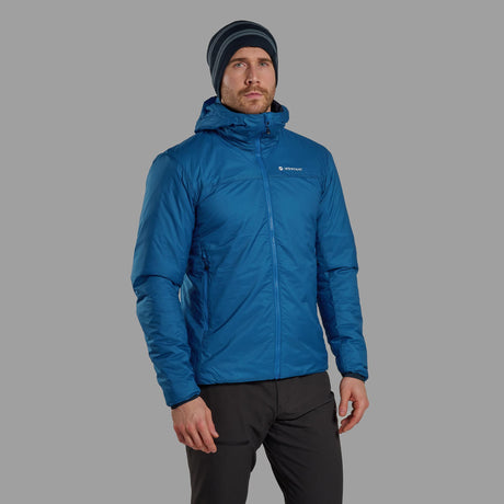 Neptune Blue Montane Men's Fortes Lite Hooded Insulated Jacket Front MFOLHNEP