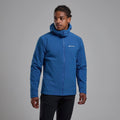 Neptune Blue Montane Men's Khamsin Hooded Softshell Jacket Model Front