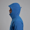 Neptune Blue Montane Men's Khamsin Hooded Softshell Jacket Model 3