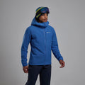 Neptune Blue Montane Men's Nordes Hooded Softshell Jacket Model Front