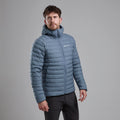 Stone Blue Montane Men's Resolve Hooded Down Jacket Model Front