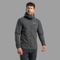 Midnight Grey Montane Men's Tenacity Nano Hooded Softshell Jacket Model Front